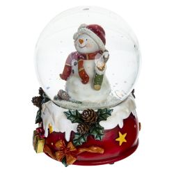 GAEM Фигурка декоративная в стекл. шаре "Снеговик" с музыкой, D 10 см, L10 W10 H14,5 см