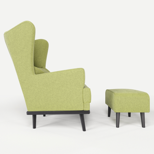 Комплект кресла и пуфа Фантазёр рогожка D-7 (Зелёный) на высоких ножках, для отдыха и чтения книг. В гостиную, балкон, спальню и переговорную комнату.