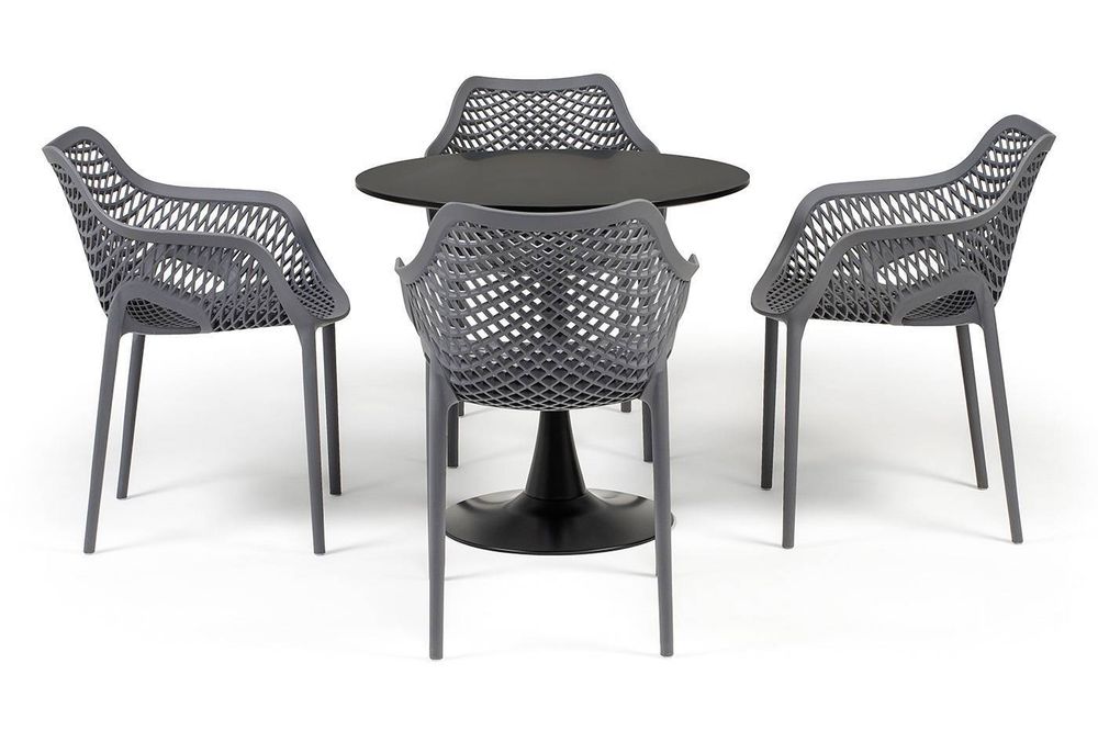 "Беллини" обеденная группа на 4 персоны, цвет темно-серый