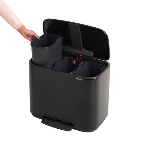 Мусорный бак Bo Pedal Bin 3x11л Brabantia Черный матовый