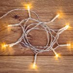 Гирлянда светодиодная универсальная 10 LED, 1,2 метра, прозрачный ПВХ, теплое белое свечение, батаре