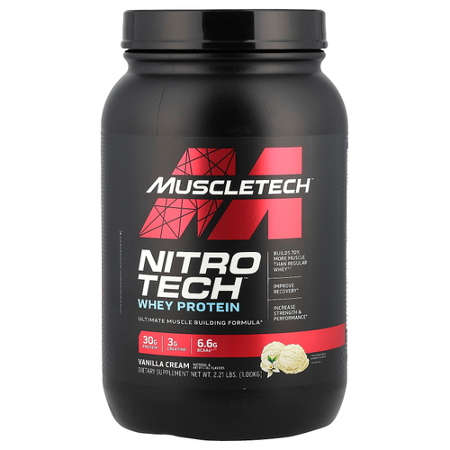 MuscleTech, Nitro-Tech ™ Whey Protein, ванильный крем, 1 кг (2,21 фунта)