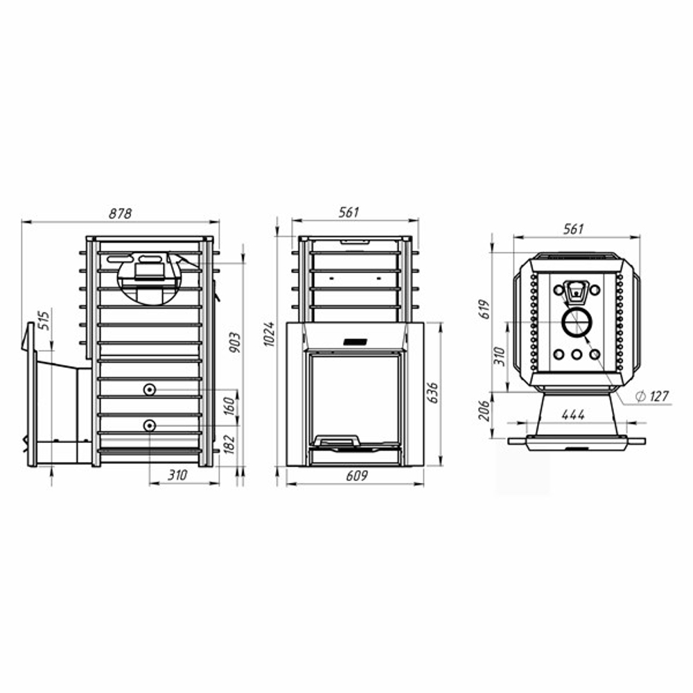 Дровяная печь для бани ЕРМАК 36 СЕТКА-ЛЮКС (Чугун)