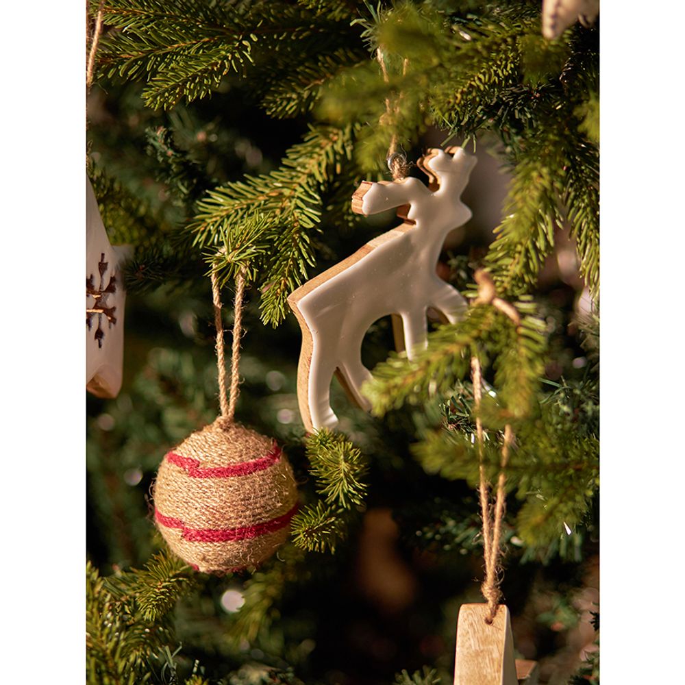 Набор елочных шаров Funky stripes из джута и картона из коллекции New Year Essential, 4 шт.