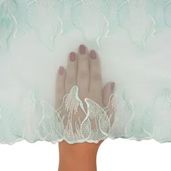 Вышивка на сетке ментол 23 см