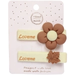 Зажимы для волос детские 2шт «ВКУСНАЯ МИЛКА», цветочек, цвет молочный/шоколадный, 1,5*7см