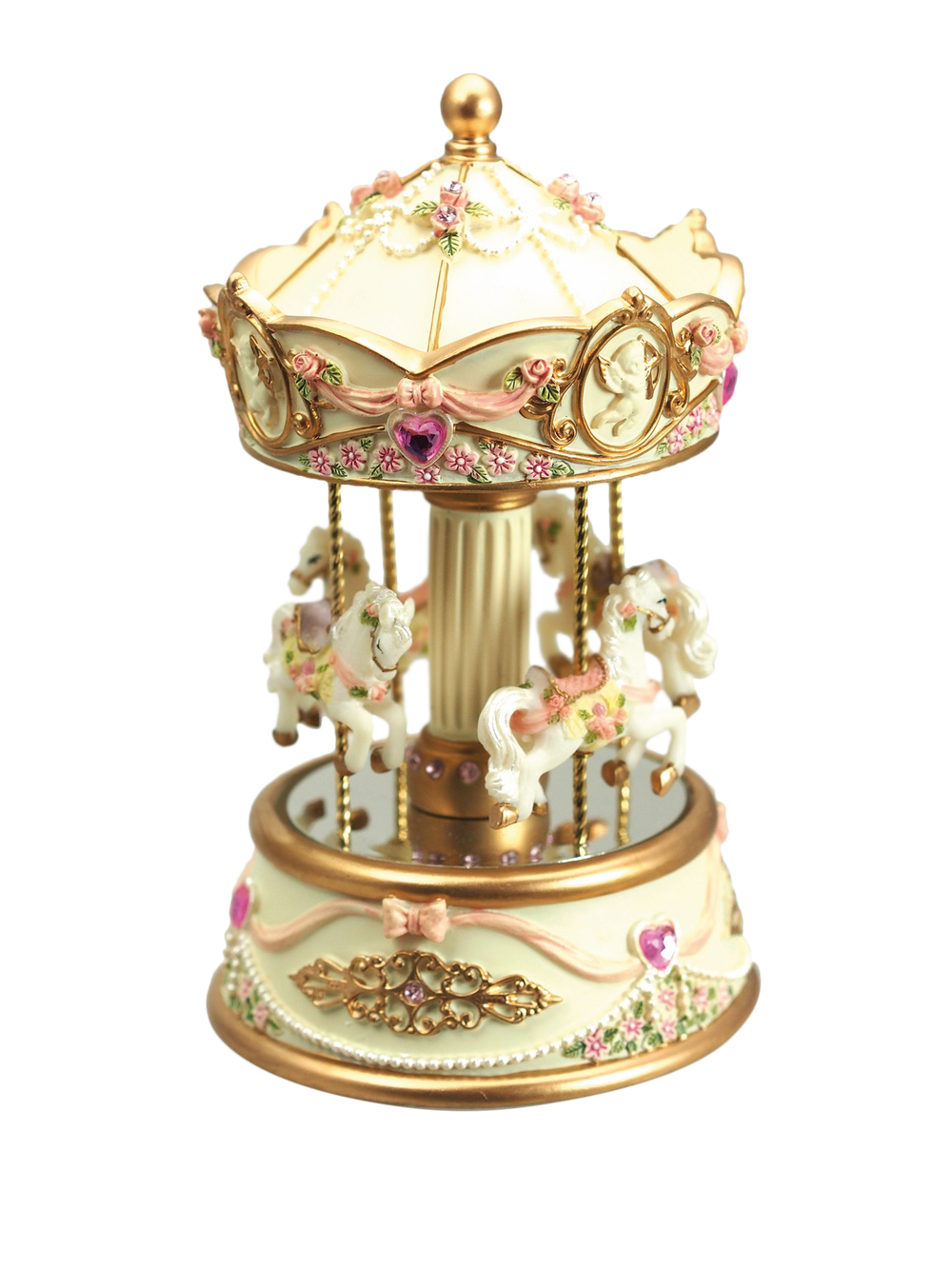 Музыкальная шкатулка 10.5x10.5x17см Musicbox Carousel Beige