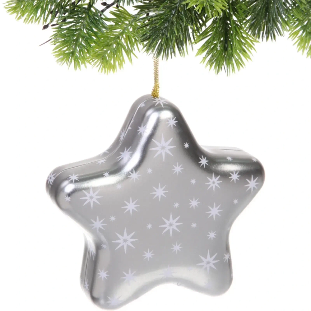 Банка жестяная «Звезда» 12,6*4,8см, цвет серебро