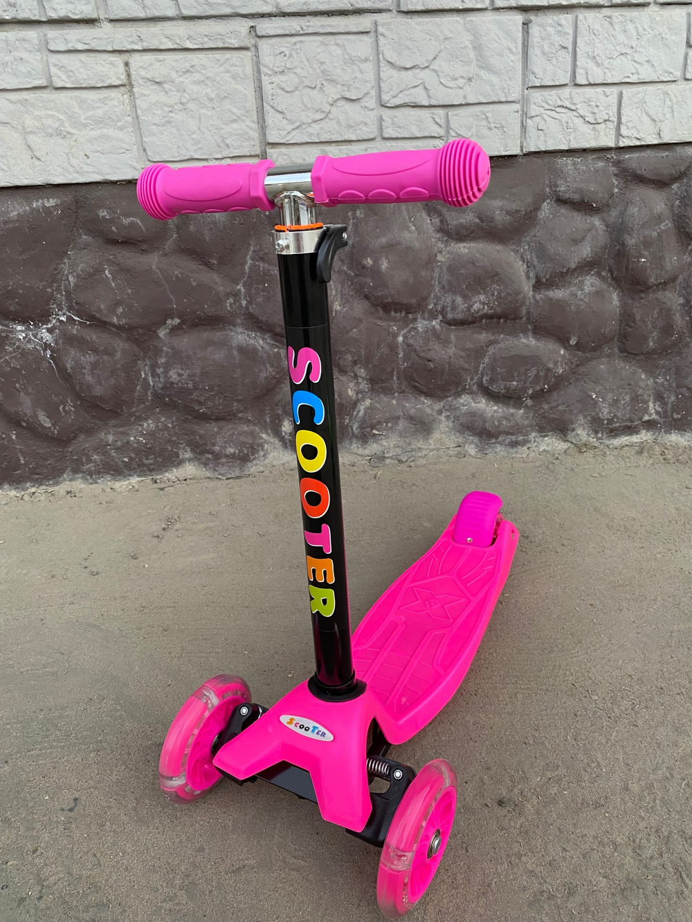 Самокат детский 3-х колесный (2 св. п 120 мм, з 80 мм) руль 54-84 см до 40 кг, розовый U000006Y