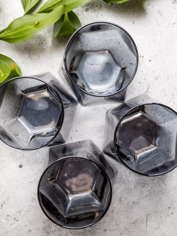 Набор шестигранных бокалов рокс, 330мл, черные, 6 шт.