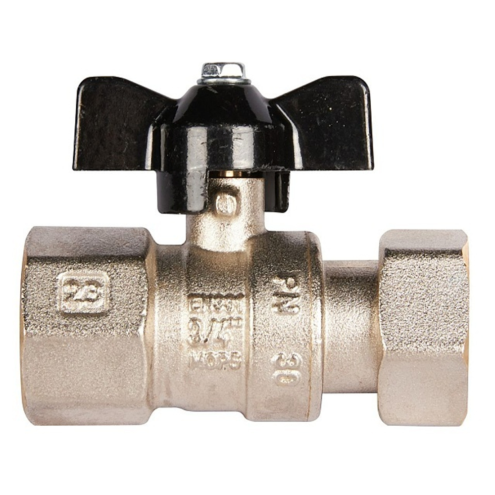 Кран шаровой с накидной гайкой STOUT 3/4"x3/4" ВР/накидная гайка (бабочка)