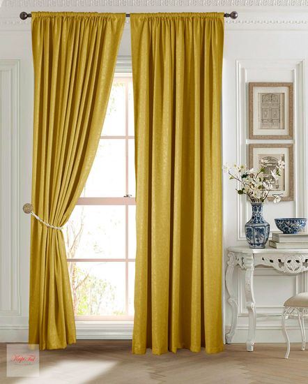 Длинные шторы. Луи (горчичный). Шторы из стриженного бархата
