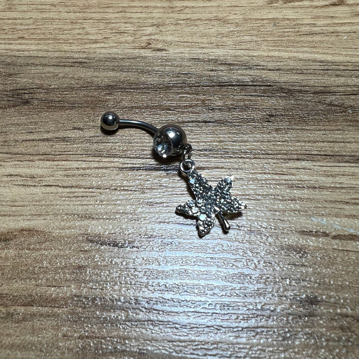 Пирсинг Body Piercing Канабис страз металл серебристый