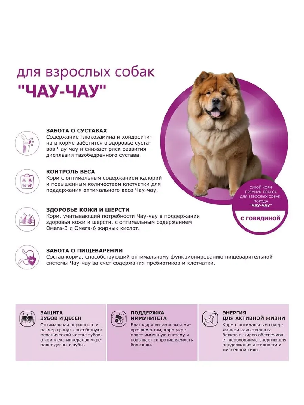 Сухой корм для собак породы Чау-чау, с говядиной, 12 кг