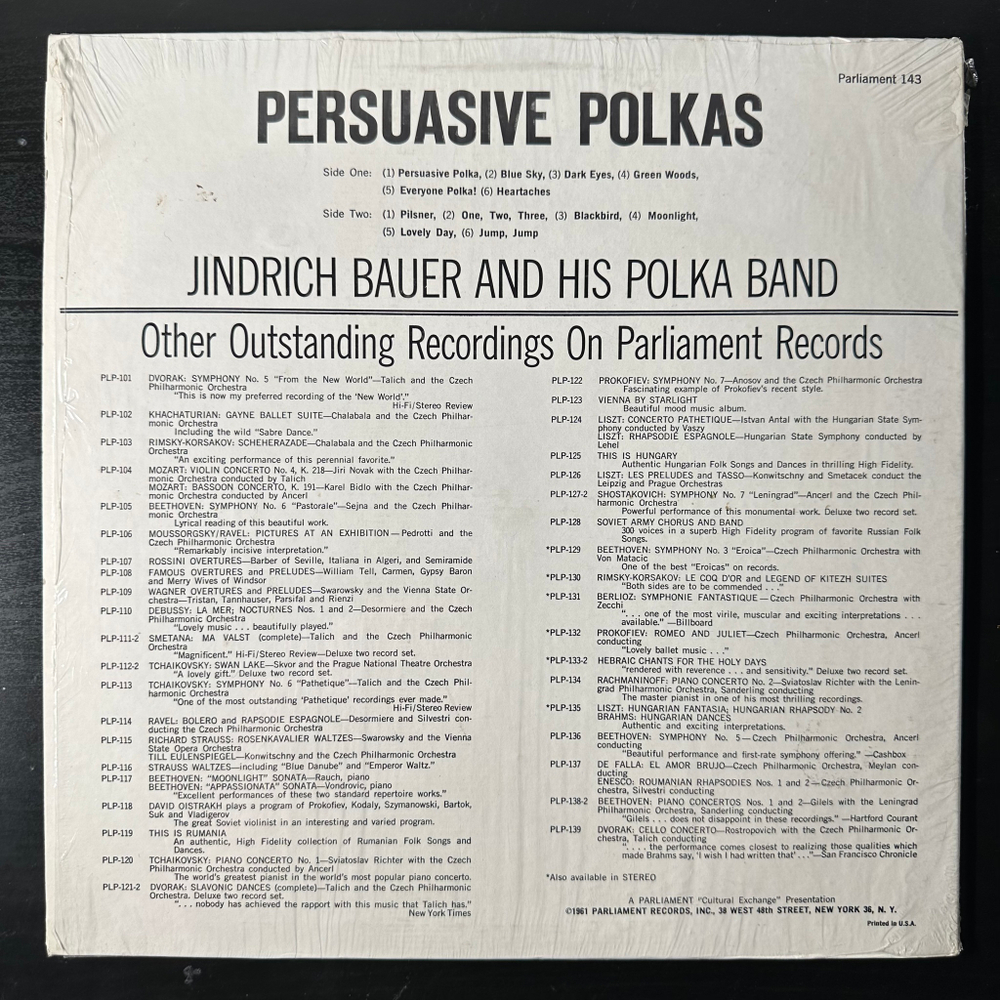 Jindrich Bauer And His Polka Band ‎– Persuasive Polkas (США)