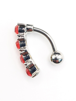 Серьги для пирсинга пупка "Тропа" красный кристалл. Медицинская сталь