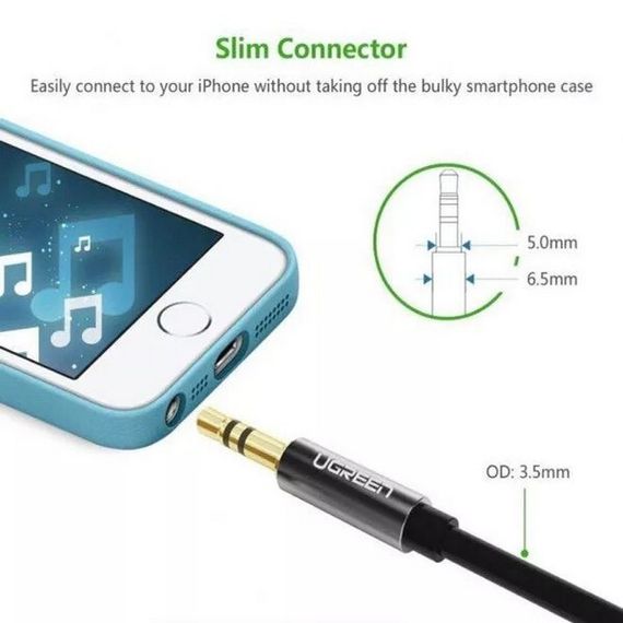 Кабель Ugreen AV112 3.5 Jack (M) - 3.5 Jack (M) 2м (50363) черный