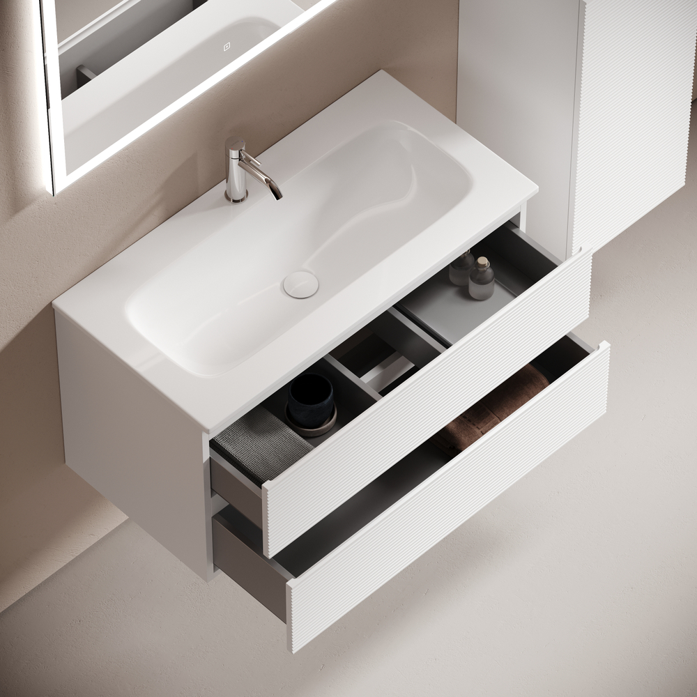 Тумба подвесная Sancos Folk с двумя ящиками 890х445х500, Bianco, FL90W