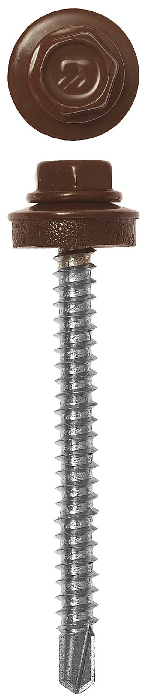 Саморезы СКД кровельные, RAL 8017 шоколадно-коричневый, 60 х 4.8 мм, 1 000 шт, для деревянной обрешетки, ЗУБР Профессионал