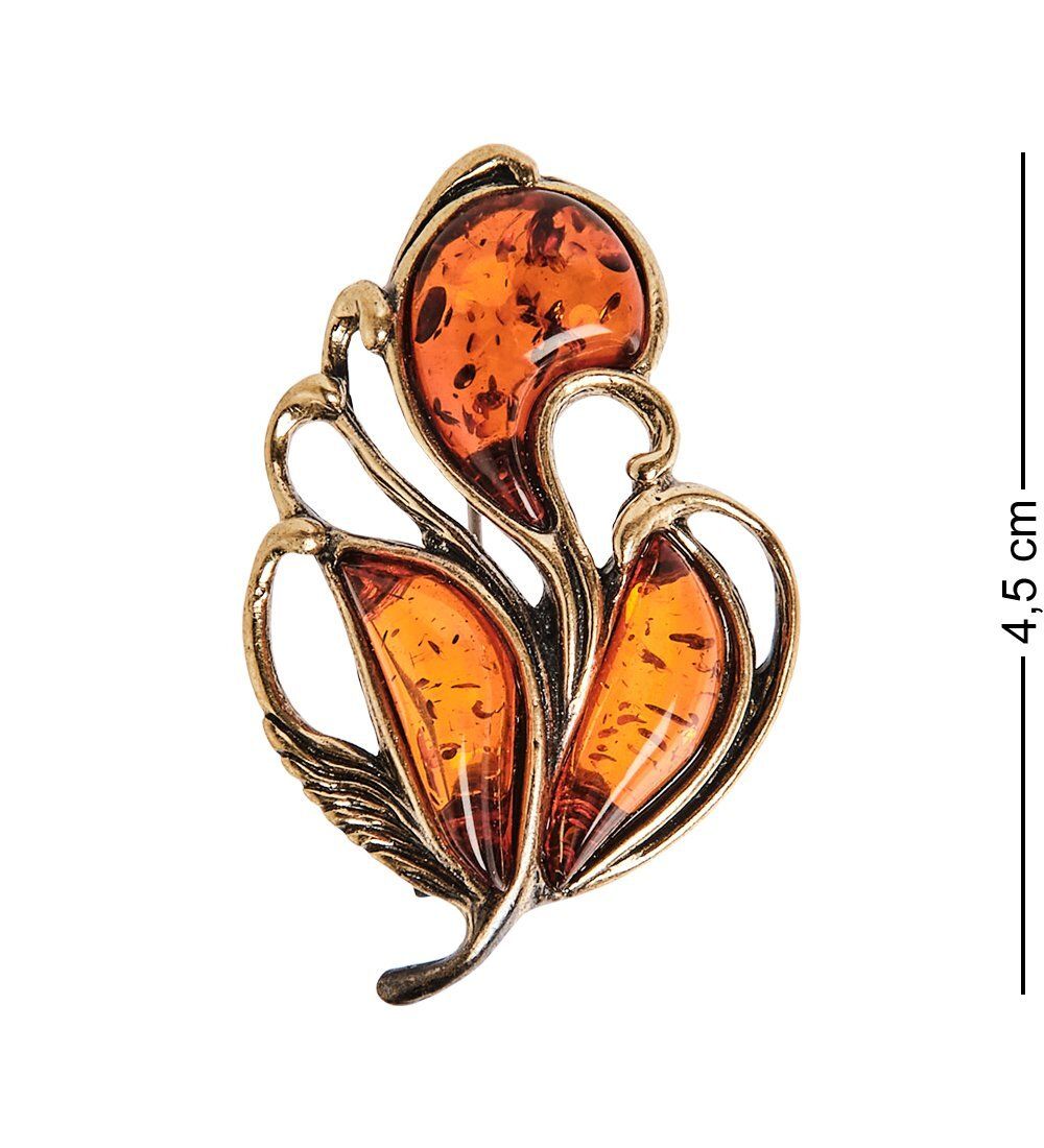 AM-2561 Брошь «Винтажный букет» (латунь, янтарь)