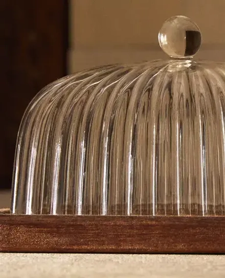 ZARA HOME МАСЛЕНКА ИЗ ТЕРМОСТОЙКОГО СТЕКЛА И ДЕРЕВА, ПРОЗРАЧНЫЙ