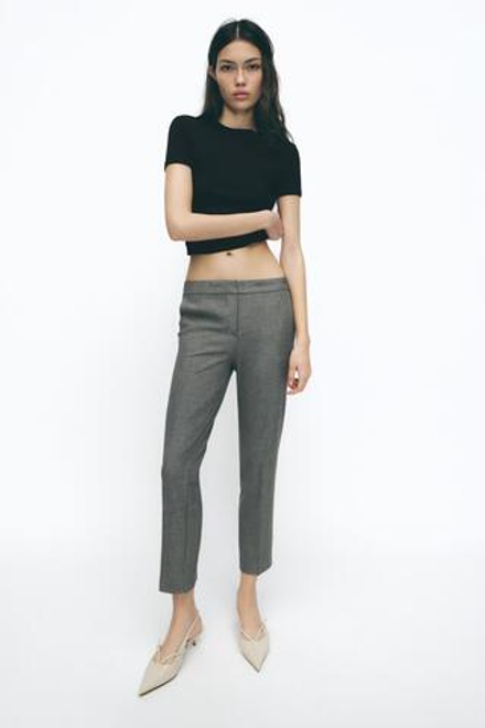 ZARA УКОРОЧЕННЫЕ БРЮКИ ИЗ МЯГКОЙ ТКАНИ, РЫЖЕВАТО-КОРИЧНЕВЫЙ С МЕЛАНЖЕВЫМ ЭФФЕКТОМ