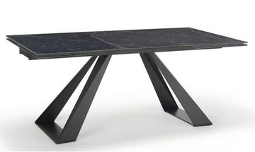 Стол FONDI 180 MARBLES NERO KL-116 Черный мрамор матовый, итальянская керамика/ черный каркас