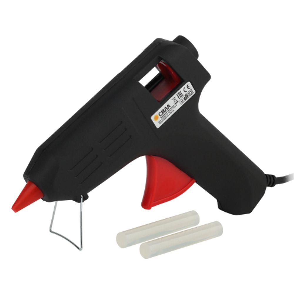 Термопистолет клеевой СИЛА SGG40-01 40Bт под стержень 11мм в комплекте 11мм х 7cм 2 шт. | Сила