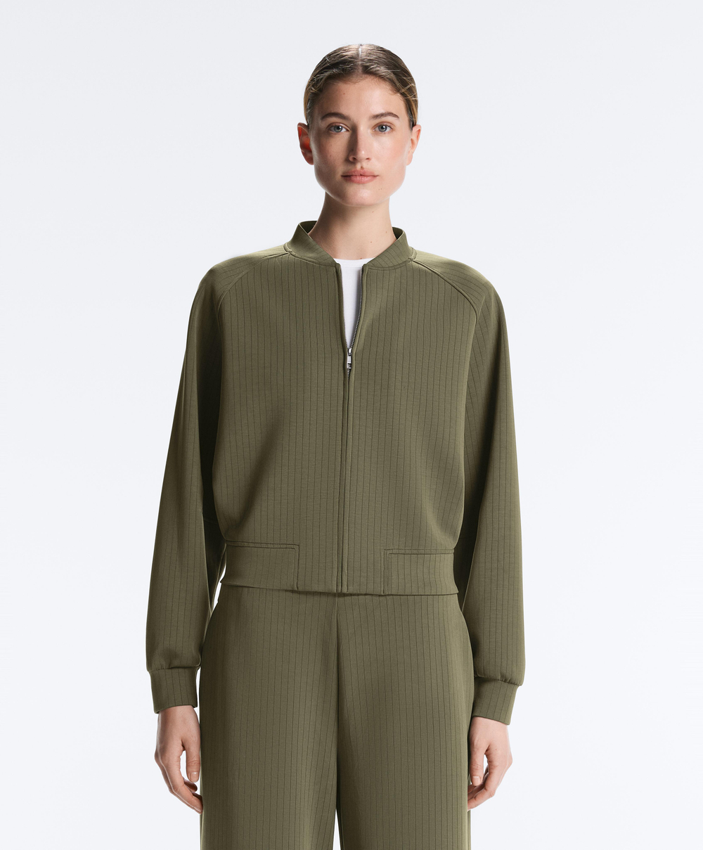 Oysho Куртка-бомбер в полоску, хаки