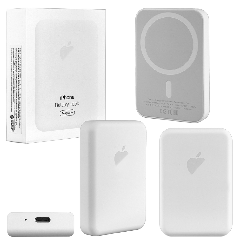 Портативный аккумулятор MagSafe Battery Pack 5000 Mah с лого (белый)