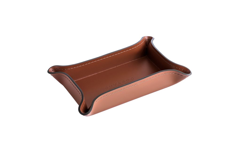 Лоток фигурный из кожи цвет каштан