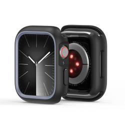 Чехол-бампер для часов Apple Watch серия 10, размер 42мм, черный с серой вставкой (Black/Gray) от Dux Ducis, серия Bamo Series