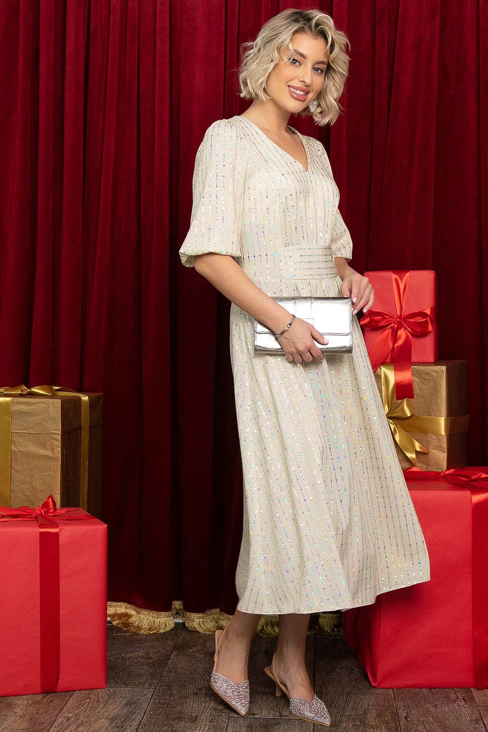 Платье праздничное Мадлен (белое золото) П14603-18М LT Collection