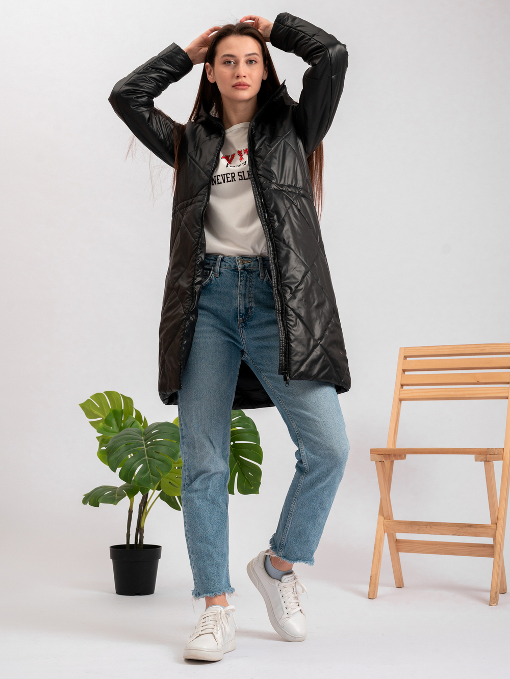 Полупальто "Моно" черный