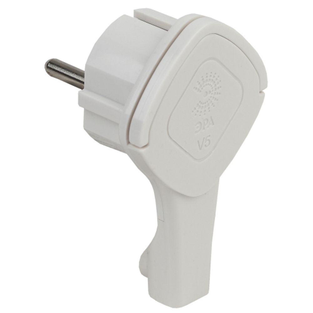 Вилка ЭРА V5(U) ультра плоская c заземлением 16A с кольцом белая | Штепсельные вилки и розетки