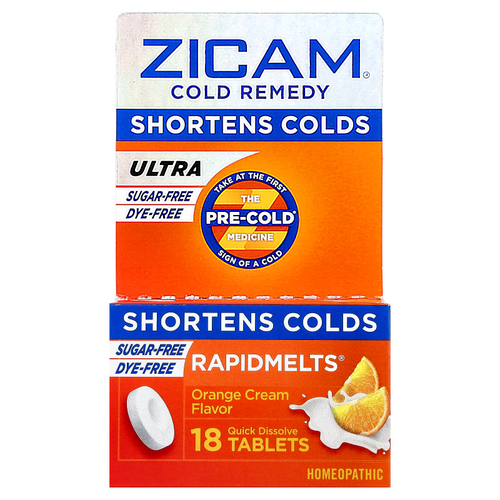 Zicam, Ultra Cold Remedy, RapidMelts®, апельсиновый крем, 18 быстрорастворимых таблеток