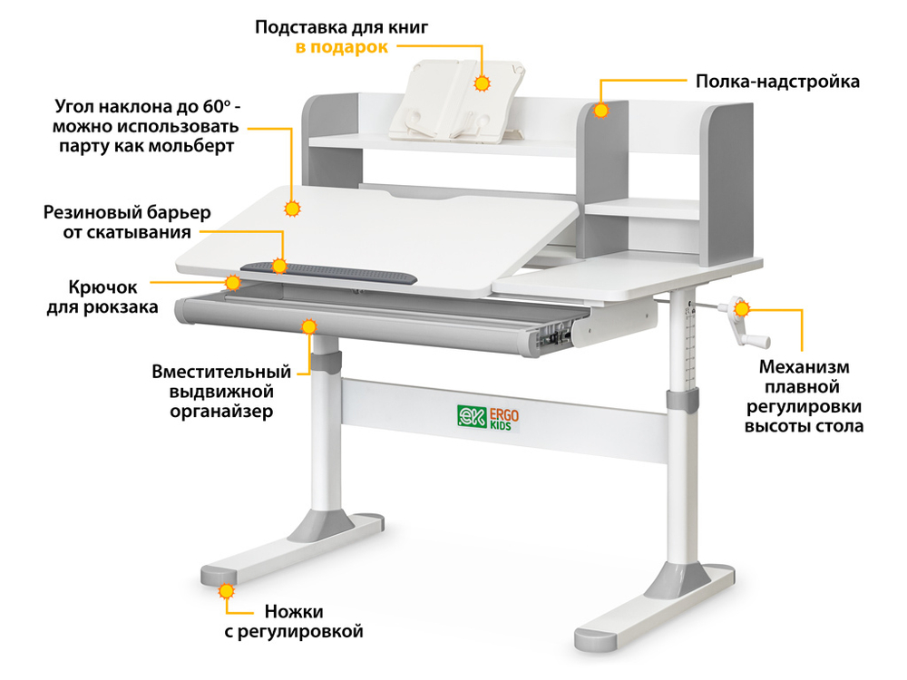 Детский стол Ergokids TH-330 Grey (арт. TH-330 W/G)