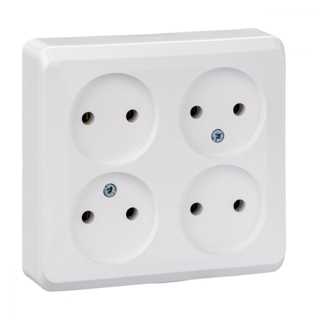 Розетка Schneider Electric Этюд 4-местная о/п б/з бел.16А 250В