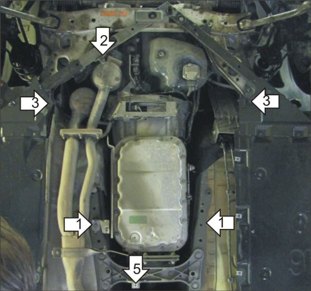 Усиленная защита Motodor картера двигателя, кпп. 2 мм, сталь. для BMW 3 (e90) 2008-2011 арт.00214