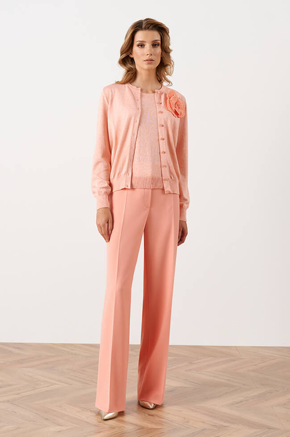 1875 Кардиган женский (розовый меланж)