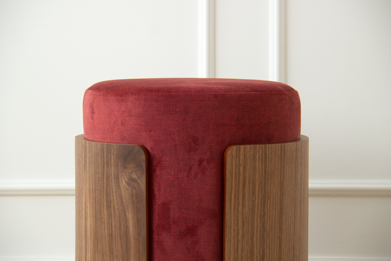 Пуф Lagom (бордовый FiberGuard, орех)