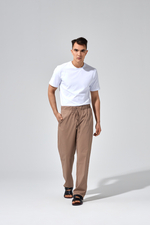 Брюки прямые со шнурком, унисекс, цвет мокко