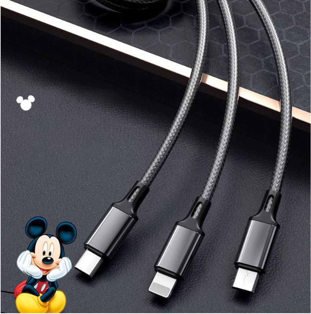 Тройной кабель для зарядки "Mickey Mouse"