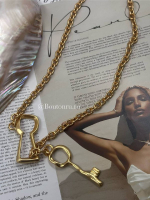 Колье цепь "Замок и ключ" матовое золото Скиап.