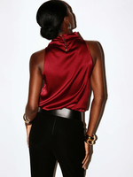 Топ с воротником стойкой из натурального шелка