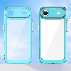 Прозрачный чехол для iPhone Air, с усиленными защитными рамками бирюзового цвета
