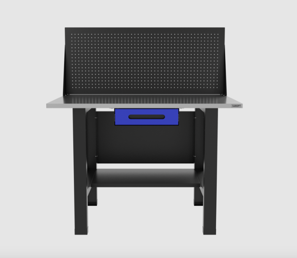 Верстак бестумбовый с ящиком и экраном, синий/ Стол для слесарных работ 1200*700 GAROPT, Gt1200STY1PP.blue