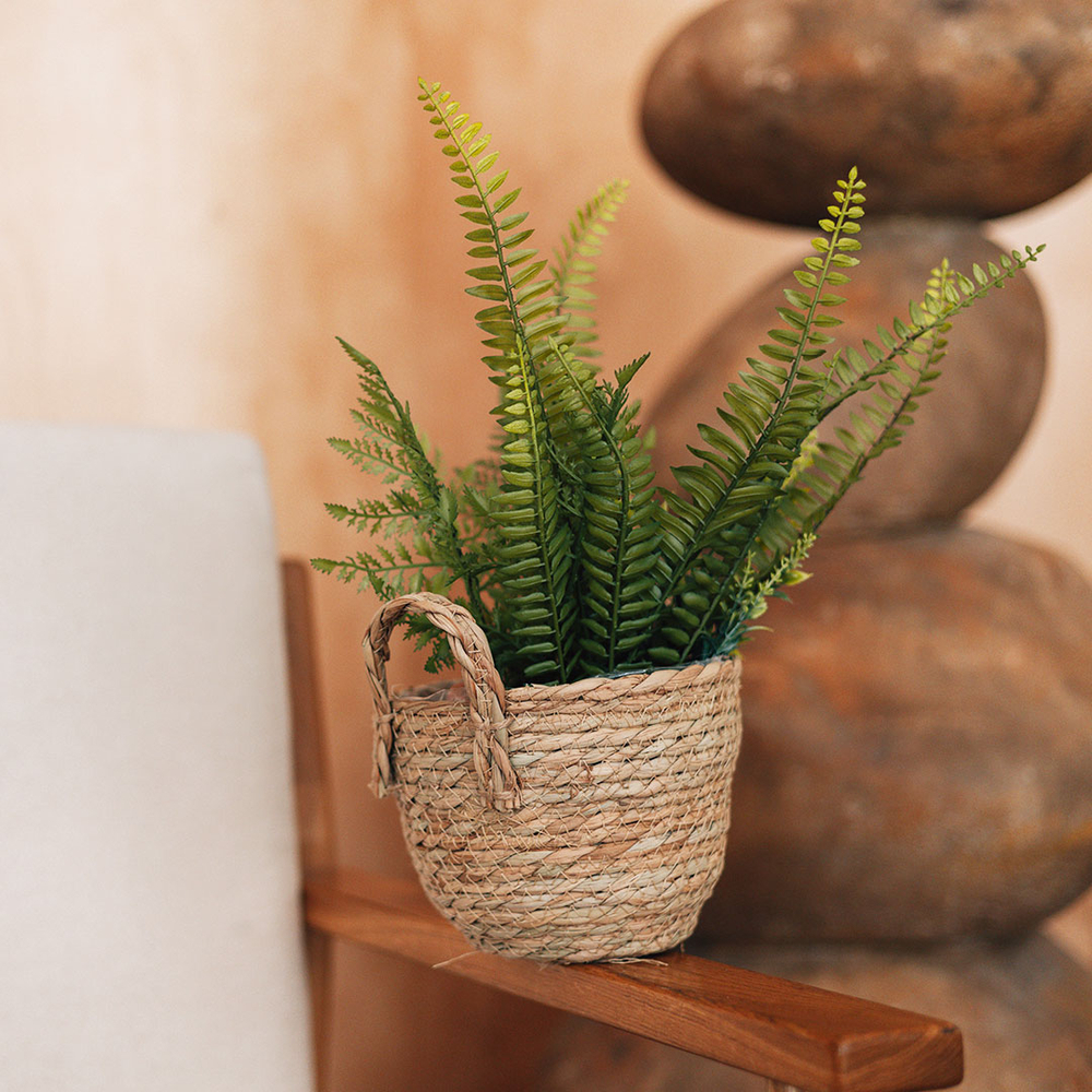 Кашпо плетеное "Сафари" с ручками, Д165 Ш165 В140, натуральный Lishan-07 XS