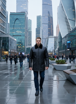 KHIMEONE Мужская кожаная куртка на меху (натуральная кожа/натуральный мех)