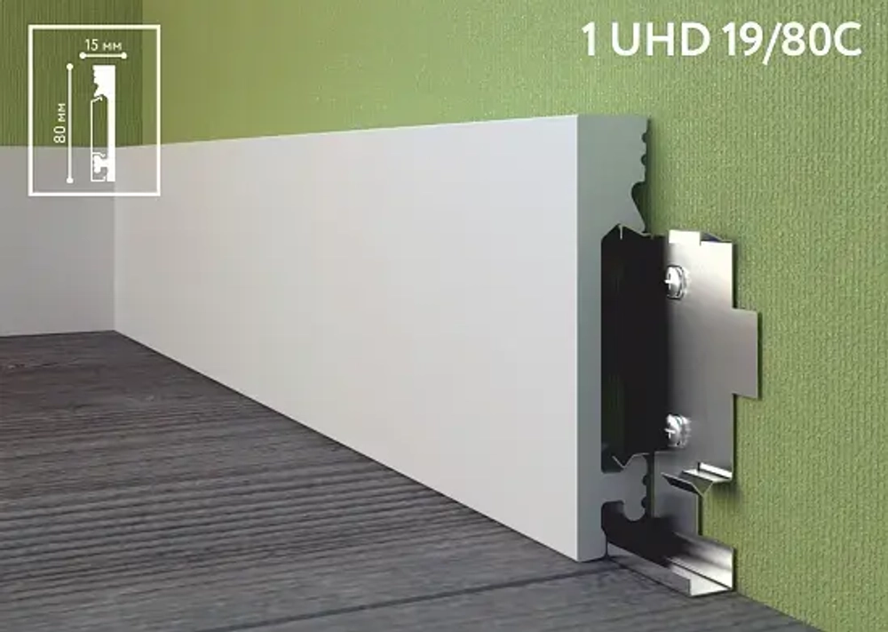 Плинтус дюрополимерный под покраску Solid 1 UHD19/80С Белый 80х15х2400 мм
